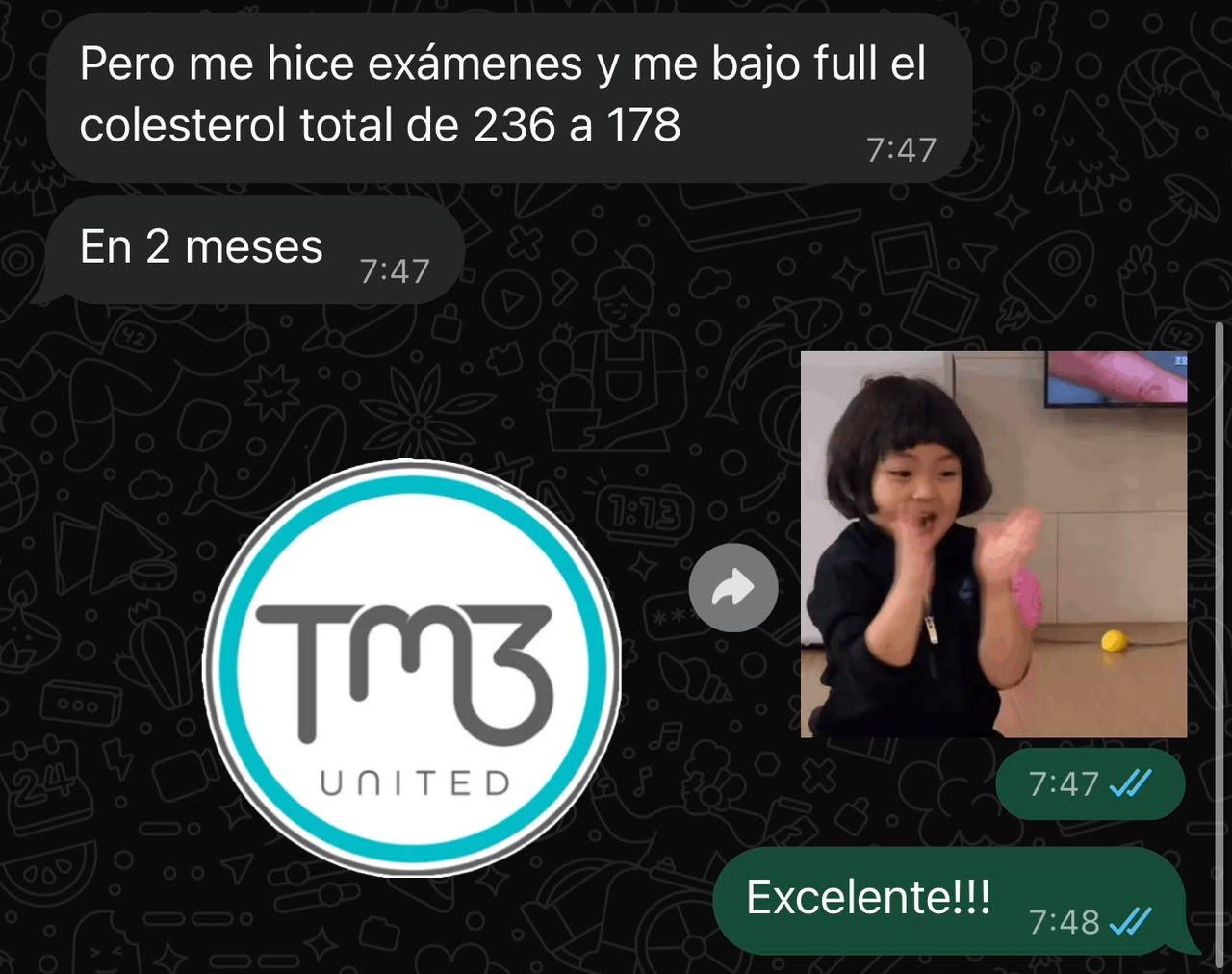 Clienta bajó su colesterol total de 236 a 178 en 2 meses
